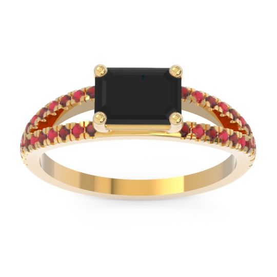 Cathedral Pave Emerald Cut Makara Ring