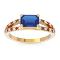 Cathedral Pave Emerald Cut Makara Ring