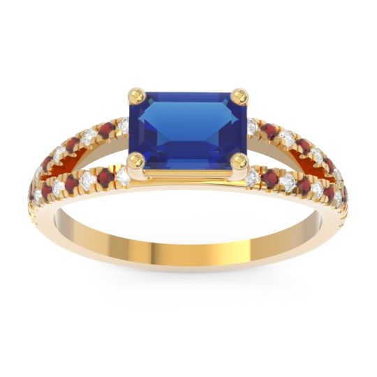 Cathedral Pave Emerald Cut Makara Ring