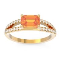 Citrine Ring In 14k Yellow Gold With Diamond And Lab Diamond Makara Emerald Modern Ring