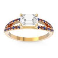 Cathedral Pave Emerald Cut Makara Ring