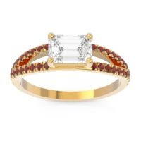 Cathedral Pave Emerald Cut Makara Ring