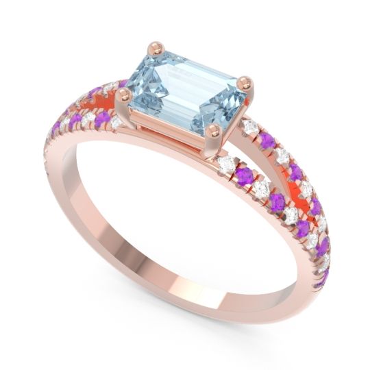 Cathedral Pave Emerald Cut Makara Ring