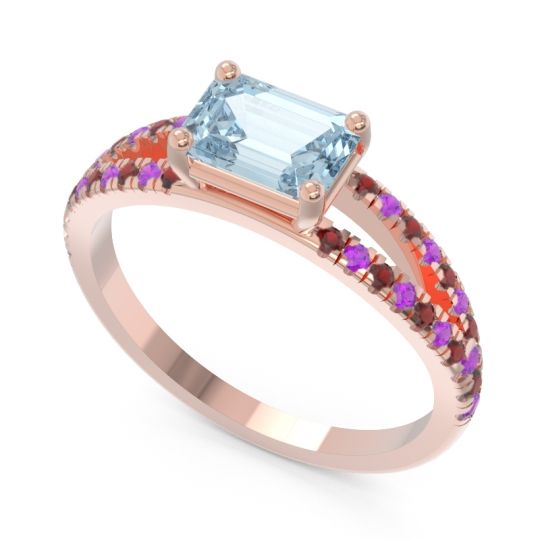 Cathedral Pave Emerald Cut Makara Ring