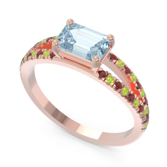 Cathedral Pave Emerald Cut Makara Ring