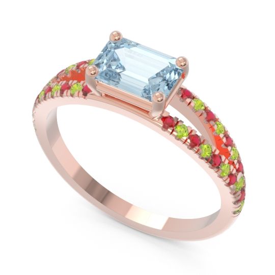 Cathedral Pave Emerald Cut Makara Ring