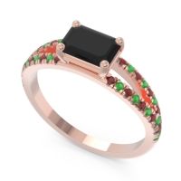 Cathedral Pave Emerald Cut Makara Ring