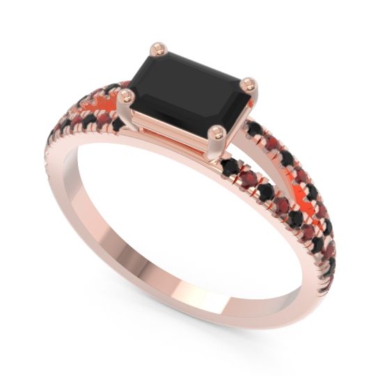 Cathedral Pave Emerald Cut Makara Ring