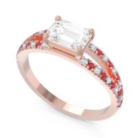 Cathedral Pave Emerald Cut Makara Ring