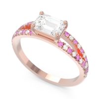 Cathedral Pave Emerald Cut Makara Ring
