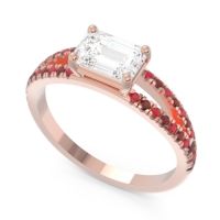 Cathedral Pave Emerald Cut Makara Ring