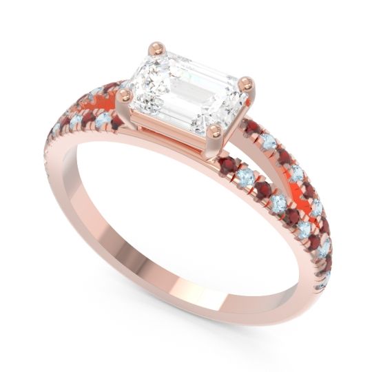 Cathedral Pave Emerald Cut Makara Ring