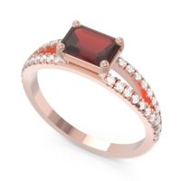 Cathedral Pave Emerald Cut Makara Ring