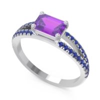 Cathedral Pave Emerald Cut Makara Ring