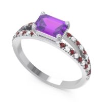 Cathedral Pave Emerald Cut Makara Ring
