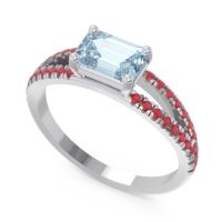 Cathedral Pave Emerald Cut Makara Ring