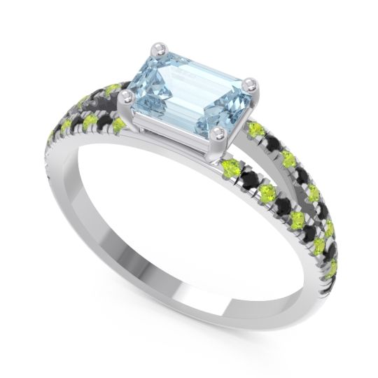 Cathedral Pave Emerald Cut Makara Ring