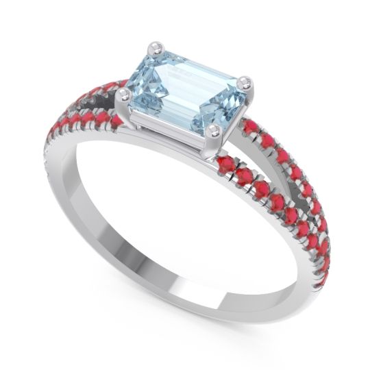 Cathedral Pave Emerald Cut Makara Ring