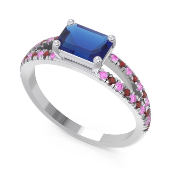 Cathedral Pave Emerald Cut Makara Ring