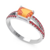 Cathedral Pave Emerald Cut Makara Ring