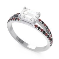 Cathedral Pave Emerald Cut Makara Ring