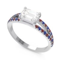 Cathedral Pave Emerald Cut Makara Ring