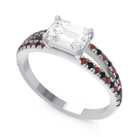 Cathedral Pave Emerald Cut Makara Ring