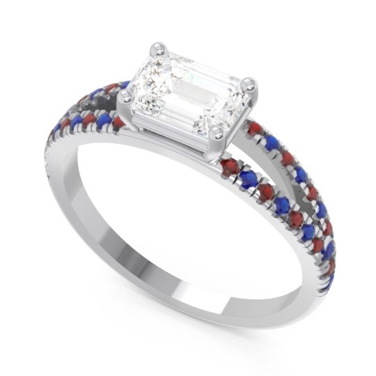 Cathedral Pave Emerald Cut Makara Ring