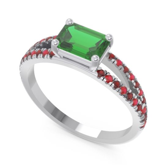 Cathedral Pave Emerald Cut Makara Ring