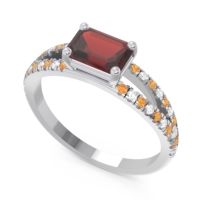 Cathedral Pave Emerald Cut Makara Ring
