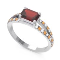 Cathedral Pave Emerald Cut Makara Ring