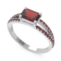 Cathedral Pave Emerald Cut Makara Ring