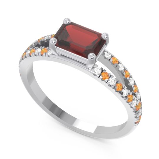 Cathedral Pave Emerald Cut Makara Ring