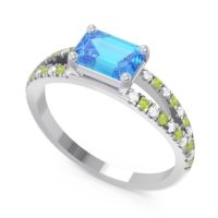 Cathedral Pave Emerald Cut Makara Ring