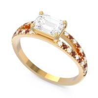 Cathedral Pave Emerald Cut Makara Ring