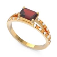Cathedral Pave Emerald Cut Makara Ring