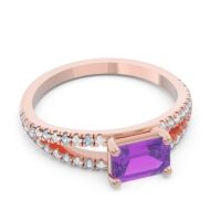 Cathedral Pave Emerald Cut Makara Ring