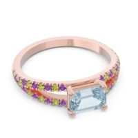 Cathedral Pave Emerald Cut Makara Ring