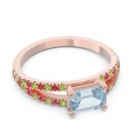 Cathedral Pave Emerald Cut Makara Ring