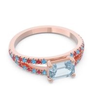 Cathedral Pave Emerald Cut Makara Ring
