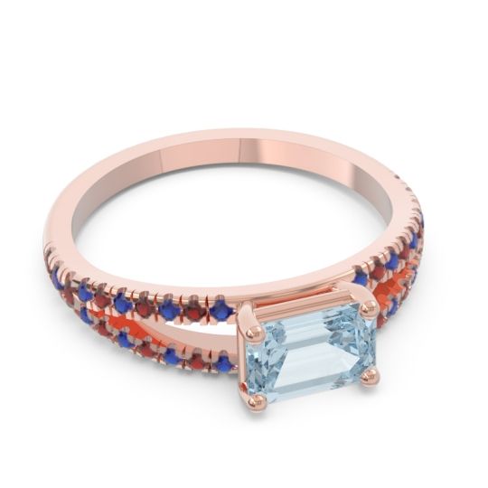 Cathedral Pave Emerald Cut Makara Ring