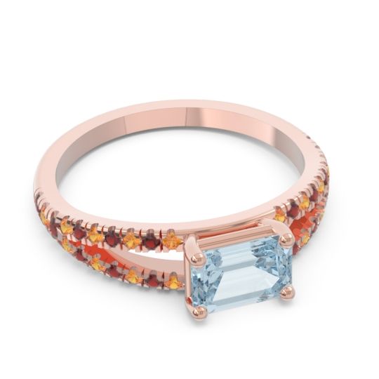 Cathedral Pave Emerald Cut Makara Ring