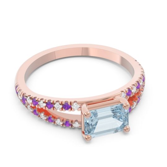 Cathedral Pave Emerald Cut Makara Ring