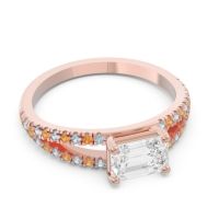 Cathedral Pave Emerald Cut Makara Ring