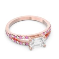 Cathedral Pave Emerald Cut Makara Ring