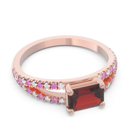 Cathedral Pave Emerald Cut Makara Ring