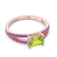 Cathedral Pave Emerald Cut Makara Ring