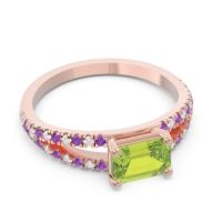 Cathedral Pave Emerald Cut Makara Ring