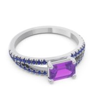 Cathedral Pave Emerald Cut Makara Ring