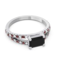 Cathedral Pave Emerald Cut Makara Ring